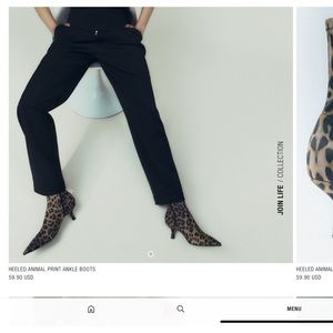 Like new Zara leopard print kitten heel ankle boot 6.5/7